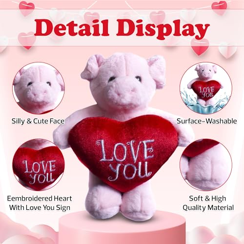 Pig Stuffed Animal 8 Inches Surprise Valentines Day Stuffed Animals Hideaway Spring Inspired Gift for Girls and Boys Birthday, Valentine’s Day, Easter Day (Pig Stuffed Animal) - style: Valentine Pig Stuffed Animal