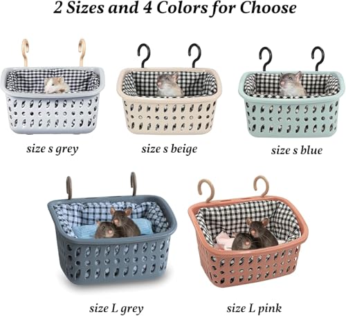 JWShang Rat Hammock for Cage - Small Animal Hanging Basket Bed with Sturdy Hooks, Cozy Pet Rat Cage Accessories for Guinea Pig Chinchilla Sugar Glider Ferret (Blue, L) - color: Blue, size: Large