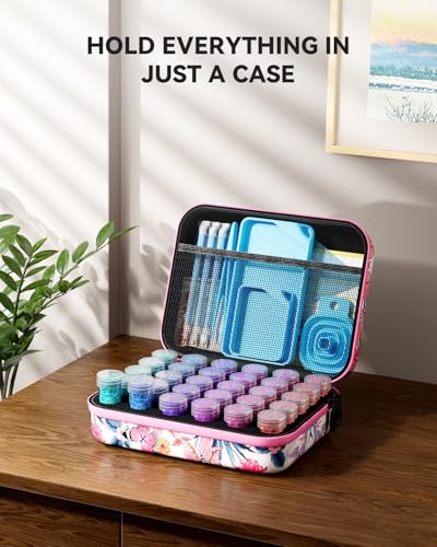 ARTDOT 30 Slots Storage Container for Diamond Art Kits for Adults, Portable Bead Storage Boxes for Diamond Painting Accessories and Tools - color: Pink, size: Small