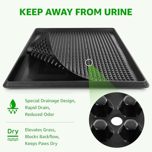 20"x25" Portable Dog Grass Pad with Tray, for Indoor Outdoor Potty Training | Dog Litter Box, Easy to Clean, Pet Loo, Artificial Grass Patch & Washable Pee Pad, Ideal for Patio Balcony Apartment - size: 20"x25"（4 Layer Potty System)