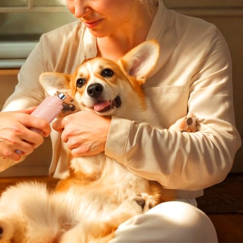 Dog Nail Grinder, Dog Nail Trimmers and Clippers Kit, Super Quiet, Rechargeable, for Small Large Dogs Cats Toenail Claw Grooming,3 Speeds - color: Creamy Pink