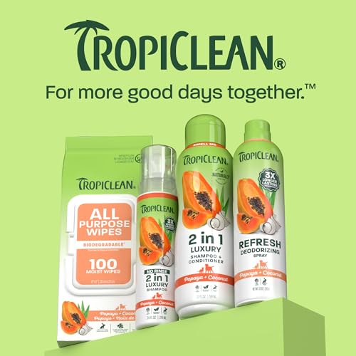 TropiClean All Purpose Dog Cleaning Wipes, Papaya Scent, 100ct, 4 Pack