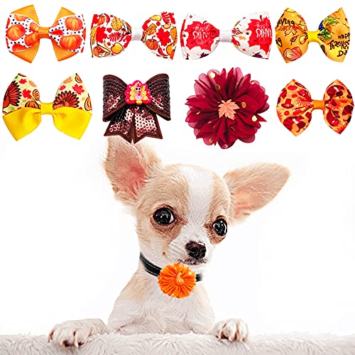 PET SHOW 4pcs Small Dogs Collar Flowers and Bows Charms For Festival Holiday Party Cats Rabbits Slides on Collars Leashes Puppies Medium Dog Collar Attachment - color: Thanksgiving-12pcs