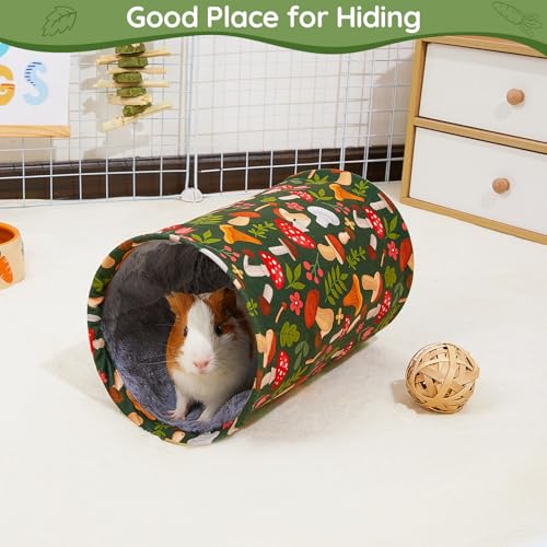 Glittme Guinea Pig Tunnel Washable Guinea Pigs Hideout Portable Rabbit Tunnels Soft Ferret Tunnel for Playing Resting Guinea Pig Accessories for Hedgehogs, Hamster, Mushrooms | Small Animal Hideout Crafted With Warm Plush Lining, Offering A Cozy And Folda