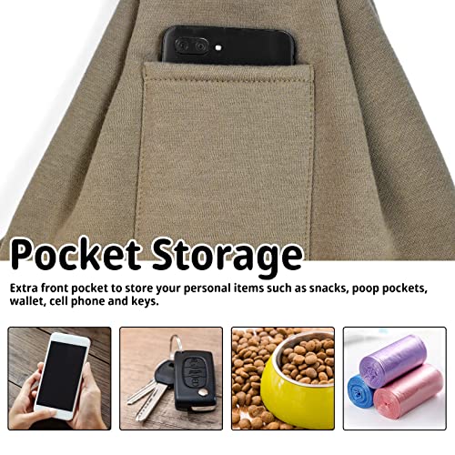 Dog and Cat Sling Carrier - Hands Free Reversible Pet Papoose Bag - Soft Pouch and Tote Design - Suitable for Puppy, Small Dogs Cats Outdoor Travel(Khaki, Unadjustable Strap) - color: Khaki