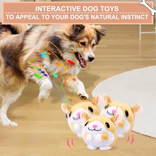 BABORUI Interactive Dog Toys Hamster, Jumping Squeaky Dog Toys with Recording and Music Modes, Rechargeable Moving Dog Chew Toys for Small/Medium/Large Dogs to Keep Them Busy - color: Hamster
