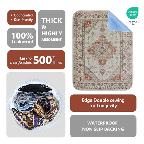 Washable Pee Pads, Super Absorbent Puppy Pads, 2 Pack 18"x24" | Reusable Dog Training Pads, Leakproof With Waterproof Non-Slip Backing For Crates, Floors, Indoor Potty & Furniture - color: Beige Medallion, size: 18"*24"(Pack of 2)