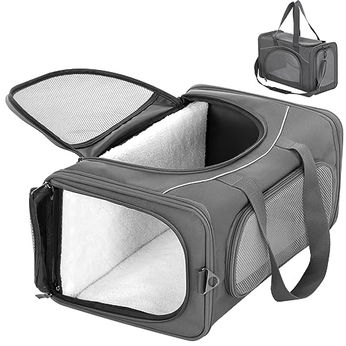 ‌Petsfit Airline Approved Pet Carrier for Small Dogs & Cats, 19x9x12 TSA Approved Carrier, with Removable Dual-Sided Padding (2-Way Placement) - Fits Under Most Airplane Seats, Escape Proof (Grey) - color: Grey, size: 19"L x 9.5"W x 12.0"H