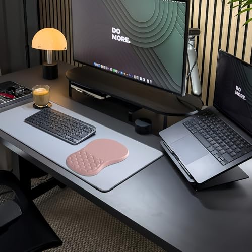 Ergonomic Mouse Pad Wrist Support with Massage Design,Classic Pink Wrist Pain Relief Mousepad with Memory Foam,Non-Slip PU Base - color: A-04