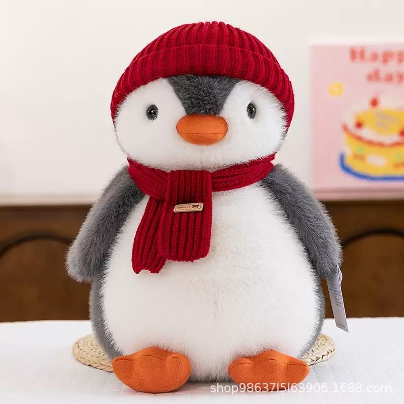YUKOUQIAN Penguin Stuffed Animal Cute Plush Doll Toy 10 inch for Girls Boys Christmas (red Towel Penguin) - style: red towel penguin