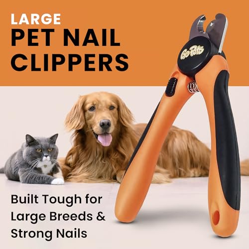 Nail Clipper for Large Dogs & Cats, Quick Sensor Safety Guard | Heavy Duty Trimmer for Thick Nails, Stainless Steel Blades, Grooming Tool for Pets, Non-Slip Handle Built-in Nail File - size: Large
