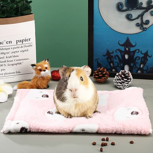 Jetec 2 Pieces Guinea Pig Bed Rabbit Bed Warm Small Animal Hamster Bunny Mats Winter Warm for Bunny Hamster Squirrel Hedgehog Chinchilla Small Animal Accessories(Green, Pink,Bear Pattern) - color: Green, Pink