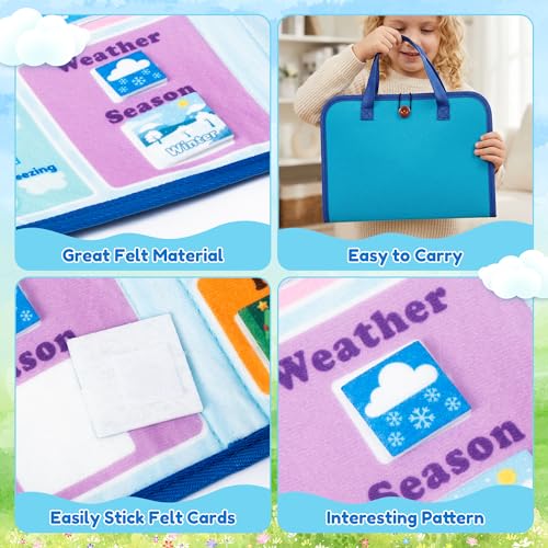 WATINC Travel Felt Board Story Set - Portable Felt Board Educational Birthday Gift for Boys Girls, Themed Storytelling Preschool Early Learning Interactive Play Kit for Toddlers (Calendar) - style: Calendar