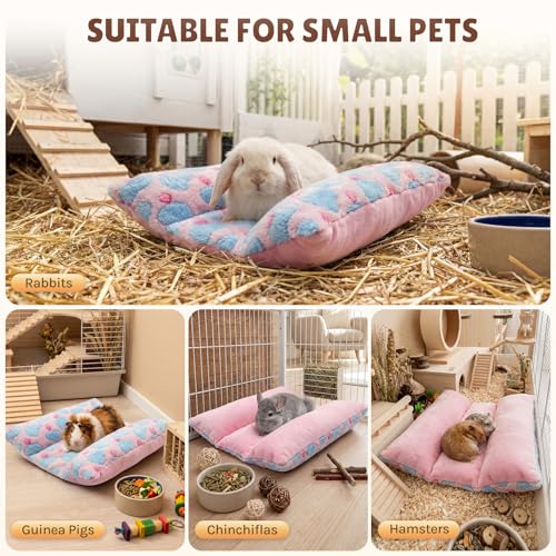 16.5 X 18in Removable and Washable Soft Rabbit Bed, Thickened and Softer Bunny Bed, Double-Sided Plush Rabbit Beds,Rabbits Concave Bed,Small Beds for Animals Indoor - color: Pink - Star