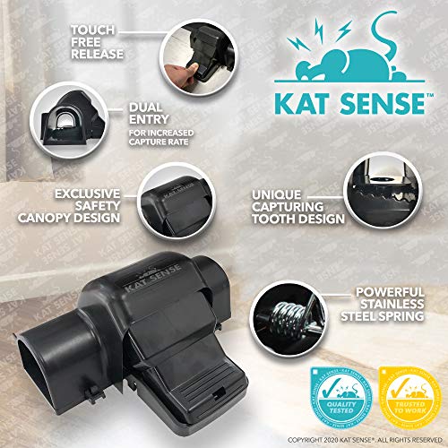 Kat Sense Covered Rat Trap & Chipmunk Trap, Prevents Accidental Triggering with Tunnel Design, Quick Action Pest Control Device, Indoor Outdoor Mouse Trap, Reusable Snap Style Rodent Control