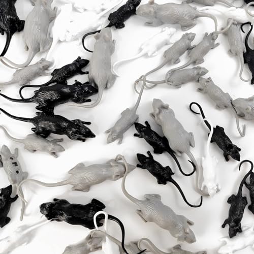 ROYHOO 36PCS Plastic Mini Fake Rat Plastic Mouse Toys Decorations Realistic Pranks Rats Simulated Big Small Mouse Mice Toys for April Fools Day Halloween Prank Party Supplies