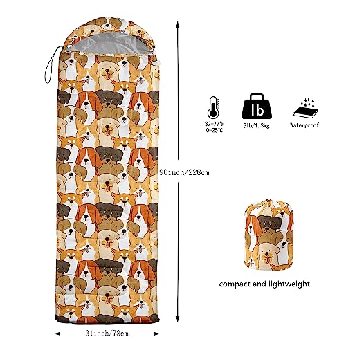 Galaxy Wolf Camping Sleeping Bags Warm & Cool Weather Waterproof Backpacking Blue Purple Starry Sky Sleeping Bag All Seasons Camping, for Adult Kids Boy Girls Camping Gear Equipment, Traveling - color: D-Dog1