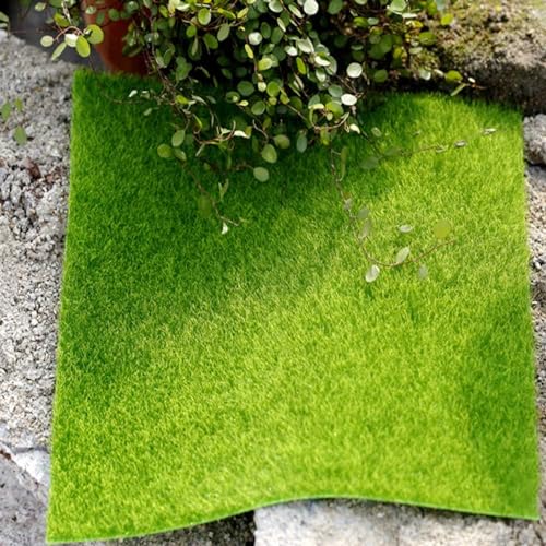 KISEER 6 Pack Fairy Garden Grass 12 x 12 Inches Miniature Artificial Craft Grass for Dollhouse Ornament DIY Decoration - size: 6 Pack 12 x 12