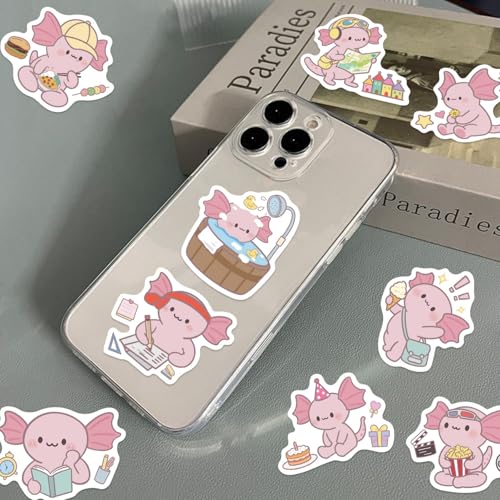 50PCS Axolotl Stickers, Cute Pink Animals Stickers for Water Bottle,Laptop,Phone,Skateboard, Cartoon Axolotl Gift for Kids Teens Adults - style: Cute