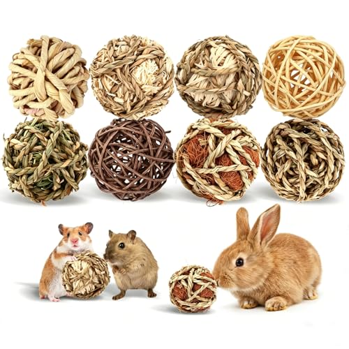 1pc Bunny Chew Grass Balls, Rolling Chew Toys for Small Animals, Natural Chew Grass Toys and Bunny Treats for Rabbits, Guinea Pigs, Hamsters, Mice Teeth Grinding(Random)