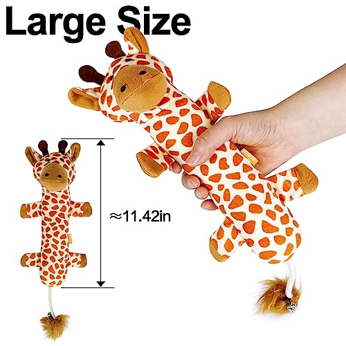 TTcat Large 11.42 Inch Giraffe Silvervine Cat Kick Toy, Crinkle Plush Cat Chew Pillow Toy with Bell Tail, Interactive Kitten Teething Stuffed Toy for Biting, Wrestling & Playing.