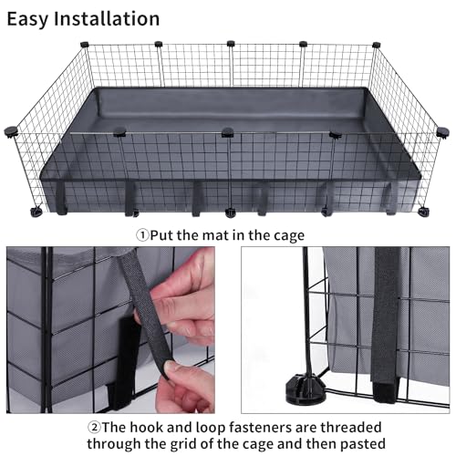 Guinea Pig Cage Liner Pet Bedding Base Waterproof Oxford Guinea Pig Cage Bottom Suitable for C & C Cage Panel (No Cage)（24x48 Inch）, gray - size: 48.0"L x 24.0"W x 4.3"H