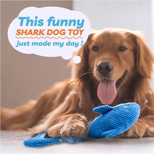 LEGEND SANDY Large Squeaky Dog Toys to Keep Them Busy, Interactive Plush Dog Toy,Crinkle Tug of War Dog Chew Toy for Small, Medium, and Large Dogs | Soft Plush Pet Toy，Puppy Chew Toy for Small Medium Large Breeds for Teething - color: Blue Shark