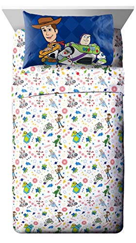 Disney Toy Story Woody Full Size Comforter Set 5 Piece Kids Bedding, Blue | Buzz Jessie, Bed in a Bag, Comforter Sheets Pillowcases, Official Product, Soft Microfiber, Machine Washable, Kids Gift - color: Blue - Toy Story, size: Full