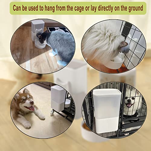 Lemtrflo Rabbit Water Dispenser, Cage Automatic Hanging Bunny Feeder | Suitable for Rabbits, Guinea Pigs, Small Dogs, and Other Small Pets - color: White Gray