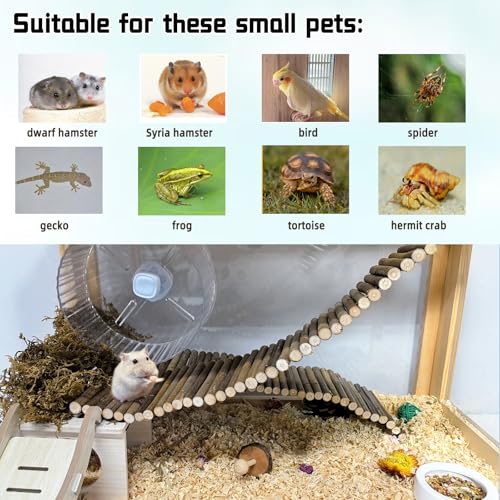 2-Pack Rat Bendy Long Suspension Bridges 15.7 x 3.9 Inch Hamster Climbing Ladder Flexible Hamster Wooden Bridge for Mouse Rat - size: 2PCS 15.7x3.9in