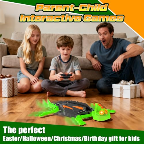 Wall Climbing Gecko, Glow-in-The-Dark Lizard Wall Crawler, Remote Control Lizard with LED Eyes, 360° Rotating Electric Reptile Robot for Floor and Wall, Christmas Birthday Gift for 3-8 Year Old Kids - color: Green