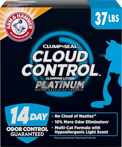 ARM & HAMMER Cloud Control Platinum Cat Litter, Multi-Cat, 37 lbs | Clumping Litter, Hypoallergenic, Dust-Free, 14-Day Odor Control - style: Cloud Control Platinum Clumping Litter
