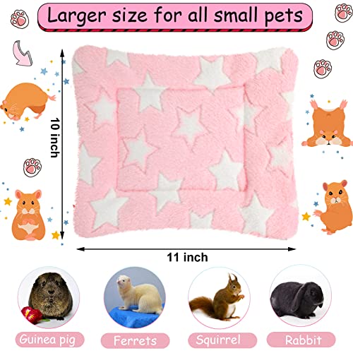 Jetec 3 Pcs Guinea Pig Beds, Fleece Small Animal Mats, Star, Blue | 10 x 11 in Soft Double Sided Fleece Pad for Rabbit, Hamster, Chinchilla, Rat, Warm Hideout, Cozy Small Animal Cage Bed - color: Blue, size: Fleece, style: Star