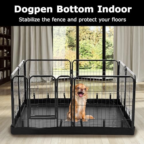 PJYuCien Square Playpen Bottom Pad for 24'' Width 8 Panel Pen, Black | Protect Floor, Easy to Move and Clean, Perfect for Puppy, Duck, and Other Small Animals, Hook Connect - style: 8-Panels 24.0"W