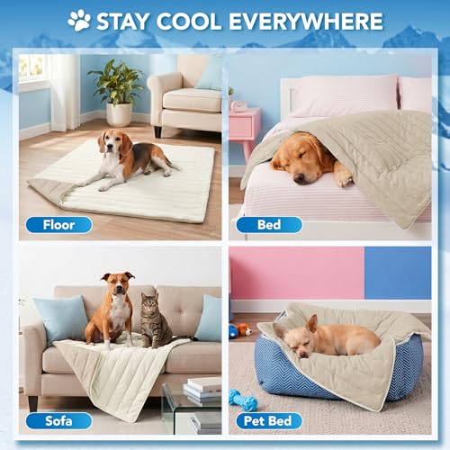 PetAmi Dog Cooling Mat, Q-Max Pet Cooling Blanket with Thick Cushioning, Self Cooling Pad for Dogs & Cats, Reversible Summer Mat for Crate, Couch, Kennel, Taupe/Beige, Large (40x60) - color: Taupe/Beige, size: Large (40x60)
