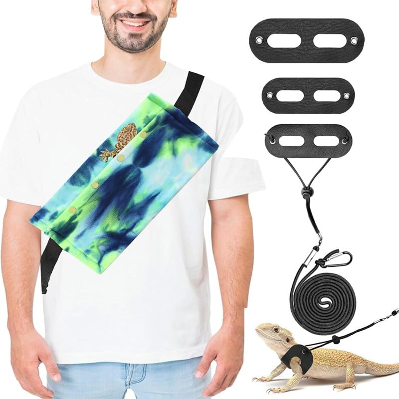 Small Animal Sling Carrier,Small Animal Bag for Bearded Dragons Lizards and Reptile with Adjustable Strap Tow Rope 3 Sizes Pack + Small Animal Sling Carrier（Teal） - color: Teal