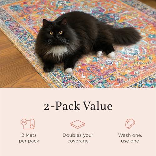 Lovewag Cat Litter Mat, Litter Box Mat, Bohemian Jewel, 36x48, 2 Pack | Washable litter mat cover, kitty litter mat & cat mat for litter box, litter trapping mat, prevents tracking, multi-cat - color: Bohemian Jewel, size: 36x48 inches (Pack of 2)