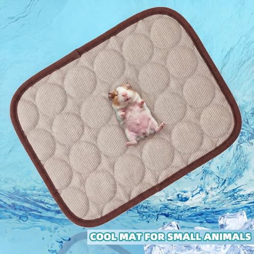 Jetec 3 Pcs Bunny Guinea Pig Cooling Mat Rabbit Cool Pad Pet Cooling Bed Small Animal Sleeping Pads for Indoor Hamster Squirrel Hedgehog Chinchilla(Brown) - color: Brown, size: Ice Silk, style: Summer