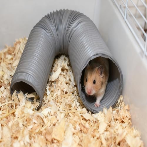 Hamster Fun Tunnels,Guinea Pigs Tunnel with,2Pcs Small Animal Folding Tube Guinea Pigs Training Hideout Tunnel 15 Pcs Pet Chew Toys for Chinchillas Rats Gerbils （Grey ） - color: 【Grey】