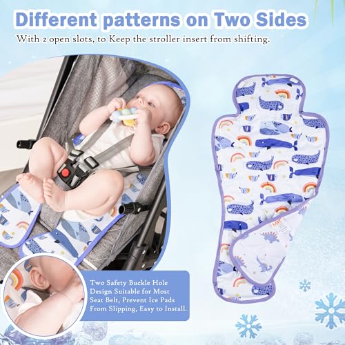Gel Car Seat Cooler Pad,1 Pack Double Sides-Universal Baby Stroller Ice Cushion Mat,Summer Cooling Seat Liner,Multifunctional Suitable for Baby Dining Chair,Child Safety Seat(Whale + Blue Dinosaur) - color: Whale + Blue Dinosaur