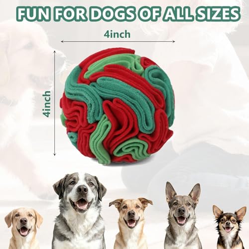 Snuffle Ball for Dogs - Interactive Dog Toys to Keep Them Busy, Dog Puzzle Toy with Soft Fabric for Small, Medium, Large Dogs Daily Companionship, Training Reward Gift - color: Red & Green, size: Small