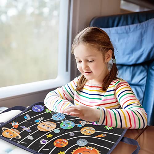 WATINC Travel Felt Board Story Set - 25PCS Portable Felt Board Educational Birthday Gift for Boys & Girls, Themed Storytelling Preschool Early Learning Interactive Play Kit for Toddlers (Space) - style: Space