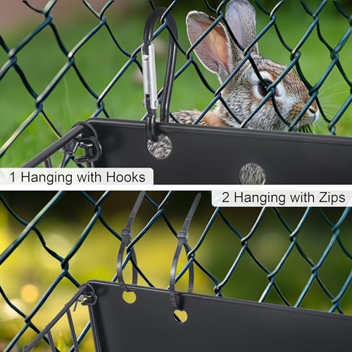 2PCS Rabbit Hay Feeder with Heavy-Duty Metal Frame Guinea Pig Hay Feeder for Rabbits， Bunny, Guinea Pigs, Chinchillas， 9.6x4.5x6.3 inch - color: Black-2PCS