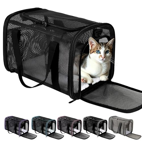 Cat Carrier, Soft-Sided Pet Carrier Bag, Breathable Mesh, Black (Black, 20 * 13 * 13) - color: black, size: 20.0"L x 13.0"W x 13.0"H