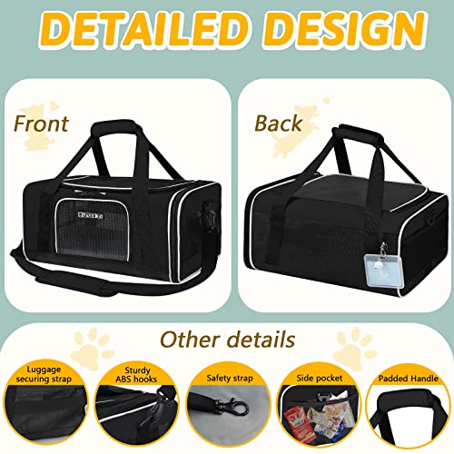 Small Pet Carrier 17" L x 12" W x 8.5" H Airline Approved, Black | for JetBlue/Frontier/Spirit Airlines, Lockable Safety Zippers and Anti-Scratch Mesh, Pets Under 8 lbs - color: Black, size: 17.0"L x 12.0"W x 8.5"H