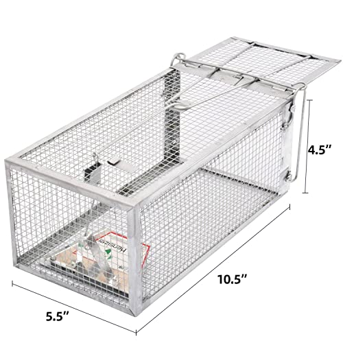 Kensizer 2-Pack Humane Rat Trap, Small Mouse Traps 10.5"L x 5.5"W x 4.5"H | Chipmunk Rodent Trap, Indoor and Outdoor, Small Animal - Mouse Voles Hamsters, Live Cage Catch and Release - size: Small (Set of 2)