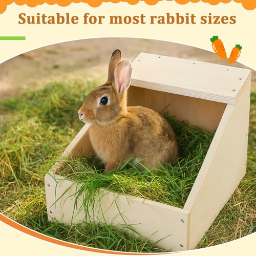 1 Pack Wood Rabbit Nesting Box, 16x11x11 Inch Wooden Hutch Hideout for Breeding, Natural Burrow Den Alternative for Rabbits & Small Animals - size: 16x11x11 Inch