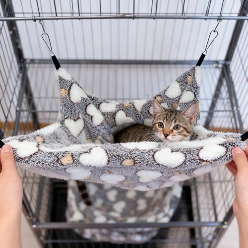 Guinea Pig Sugar Glider Hammock for Cage - Machine Washable Double-Decker Hanging Bed - Fits Ferret,Fancy Rat,Hamster,Gerbil - 11" x 11" - Love Coffee Pattern - size: 11x11''