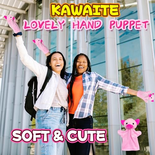 Pig Hand Puppets for Kids, Toddlers and Adults (1 Pack), Farm Animals Plush Finger Toys, Pig Stuffed Animals Storytelling Toys, Soft Hand Puppet for Classroom Prizes, Party Favors, Birthday - style: Pig