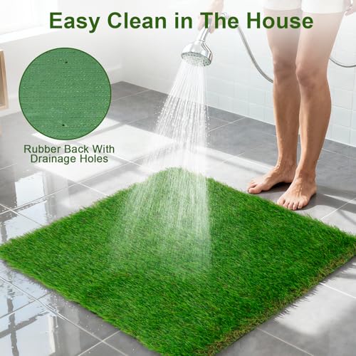 THREE ORANGES Dog Grass Pee Pads, 2 Pack 14 x 18 Inch Artificial Grass Replacement Mats for Dog Potty Trays, Soft 1.38 Inch Washable Turf with Drainage Holes, Indoor Outdoor - size: 2pack | 14in*18in